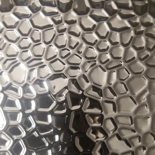 Honeycomb metal sheet embossing pattern